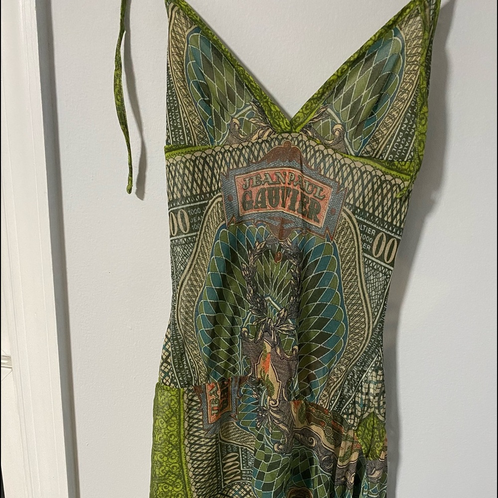 Authentic Jean Paul Gaultier green banknote dress. SOLD OUT EVERYWHERE
